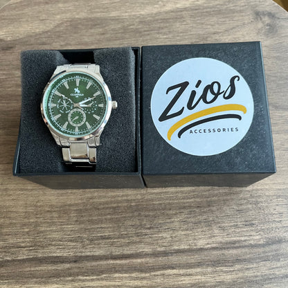 Zios Lüks Spor Erkek Kol Saati - Gümüş Renk, Yeşil Kadran, Çelik Kordon ziosks1102